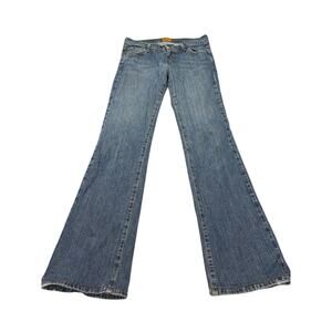 VTG Y2K James low rise flare jeans, dark vintage wash, Size 28. retro, hemmed